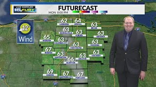 Clouds increase Monday night ahead of a rainy Tuesday