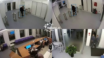 Multi Camera Tracking (MCT)  algorithm example on 4 cameras. Computer Vision from Big Data Lab.