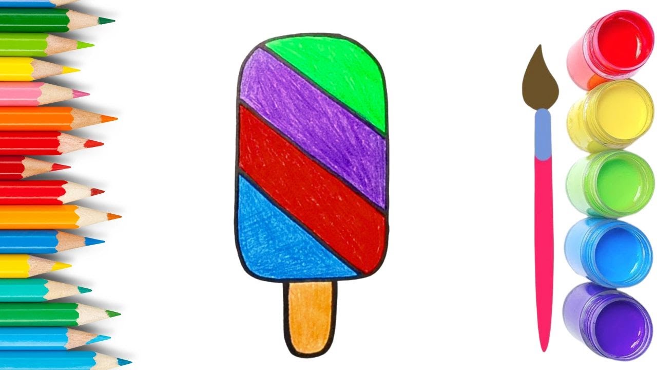 How To Draw cute Ice-cream Drawing, Painting & Coloring For Kids and Toddlers_🌈🎨 🐋