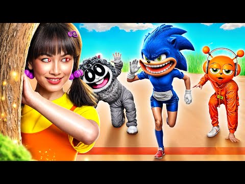 Squid Game dans la vraie vie! Incredibox Sprunki vs Shin Sonic vs Poppy Playtime 4