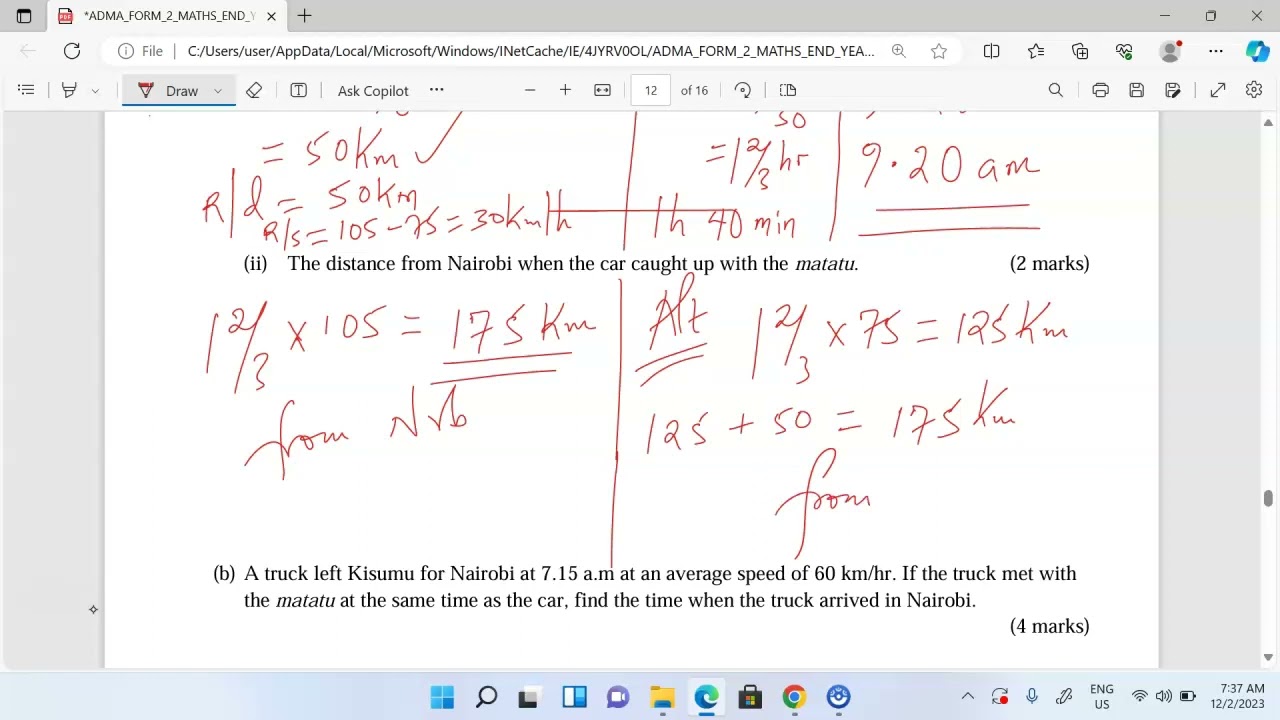 RELATIVE SPEED. FORM 2 MATHEMATICS. LINEAR MOTION.