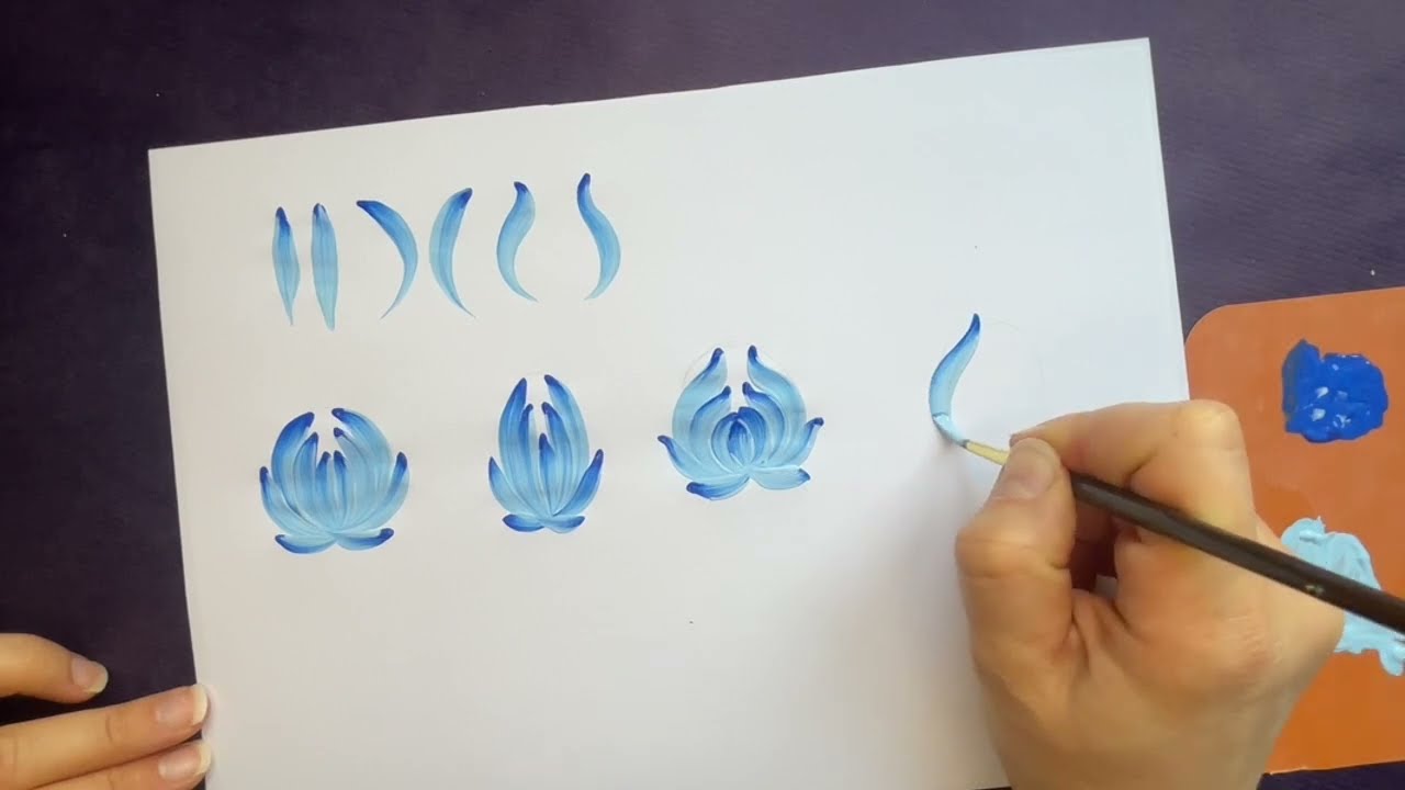 One Stroke Floral Ornaments: Petrykivka Folk Art Painting Tutorial Lesson 2