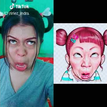 Tiktok ekspresi muka with cartoon