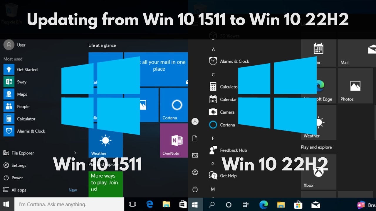 Updating from Windows 10 1511 to Windows 10 22H2 - YouTube