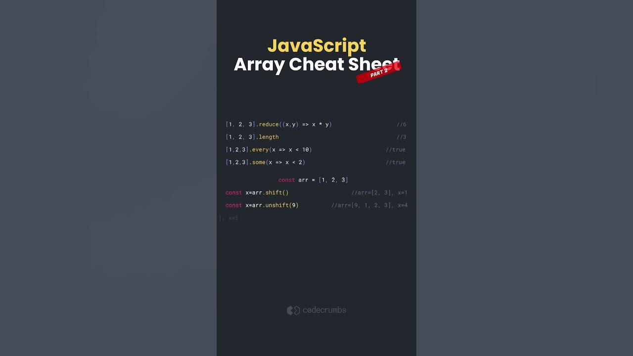 JavaScript Array Cheat Sheet Part 2 - YouTube