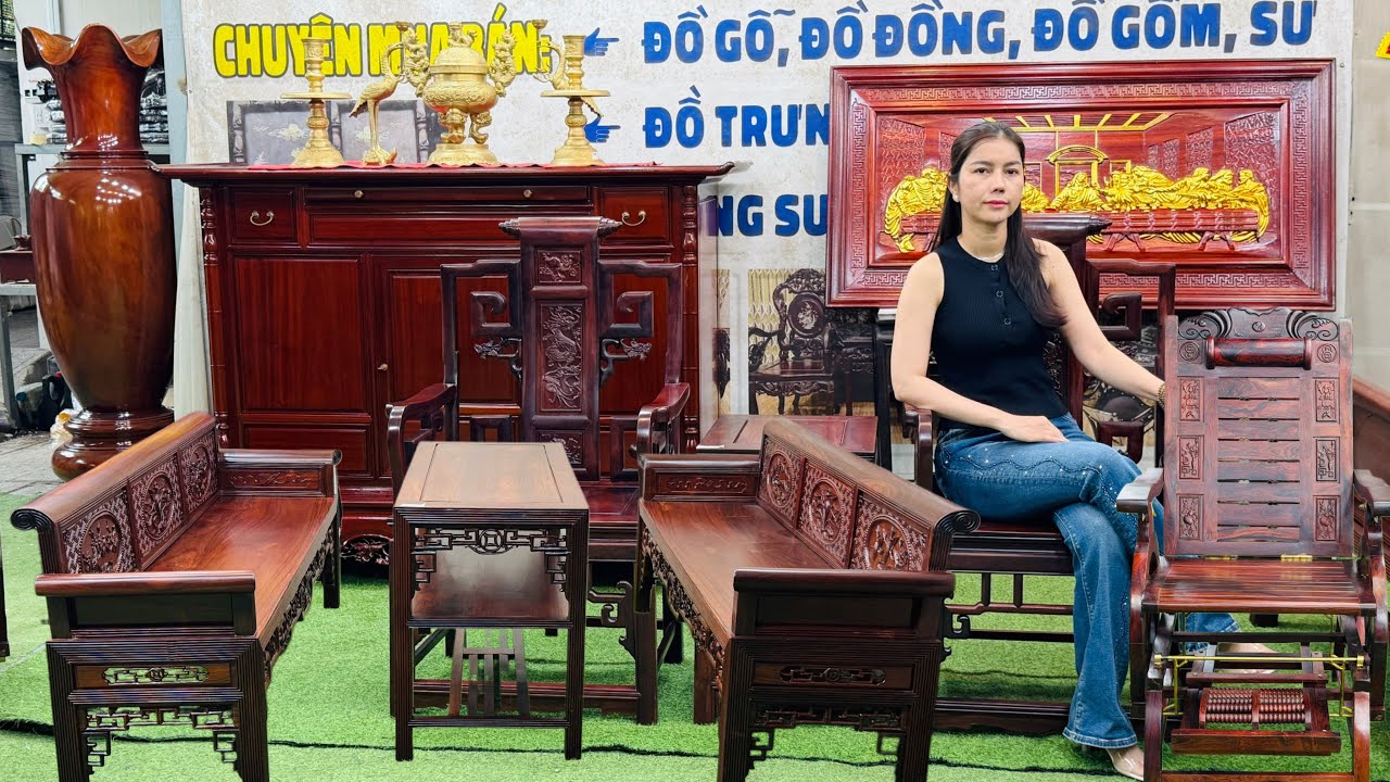 Mỹ Ngân 5/3 giao lưu Bàn Ghế Cẩm Lai, Tủ Thờ Gõ Đỏ, Tam Đa Gỗ Hương, Bộ Ngũ Sự Đồng