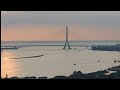 淡江大橋夕陽即時高空俯拍畫面08.12台灣最新地標！世界第一單塔斜張橋 The world's longest single-tower, asymmetric cable-stayed bridge