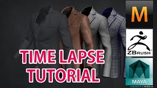 3D Modeling Male Suit Time Lapse (Zbrush, Marvelous Designer, Maya, Topogun)