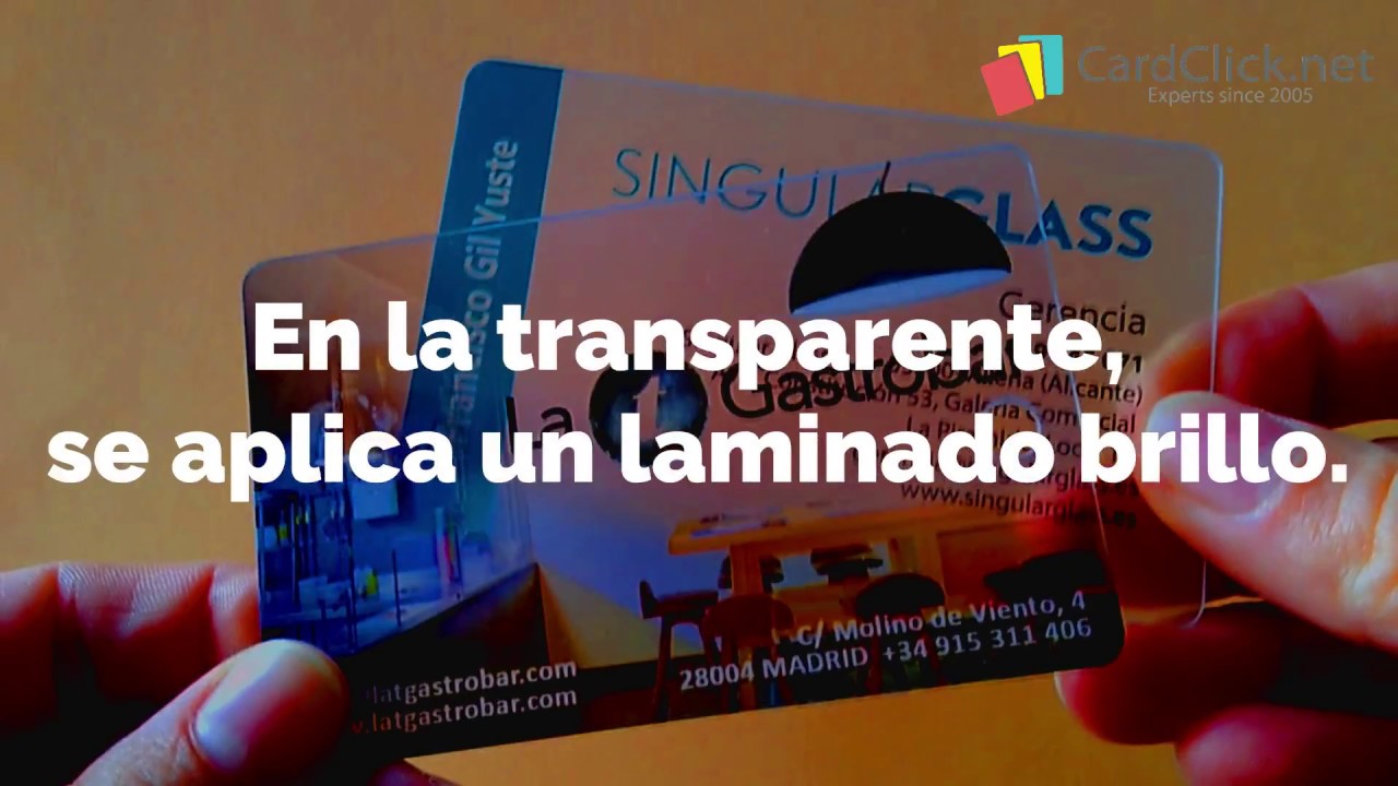 Tarjetas plásticas transparentes