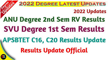 ANU 2nd sem RV results || SVU 1st sem results || APSBTET C16 & C20 Results Official Update 2022