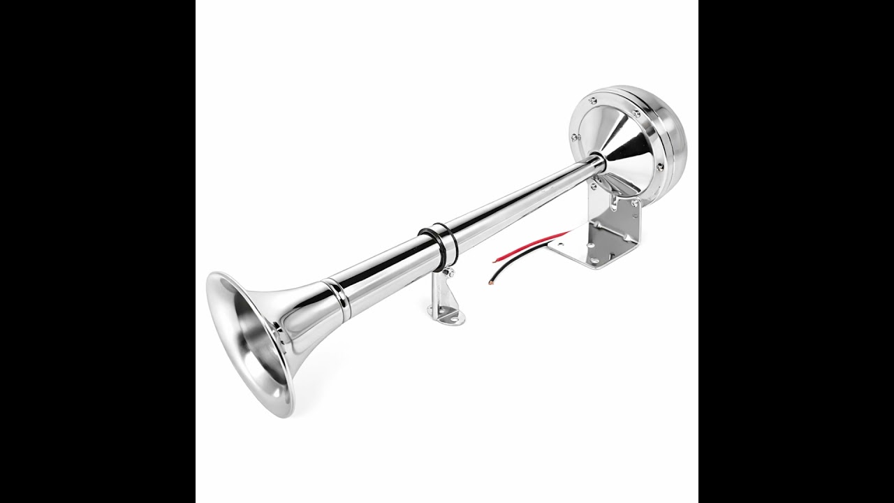 12V専用 電動トランペットホーン シングル 125dB 390mm ステンレス