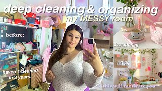 DEEP CLEANING MY MESSY ROOM  extreme declutter, summer cleaning, organize *this will motivate you*