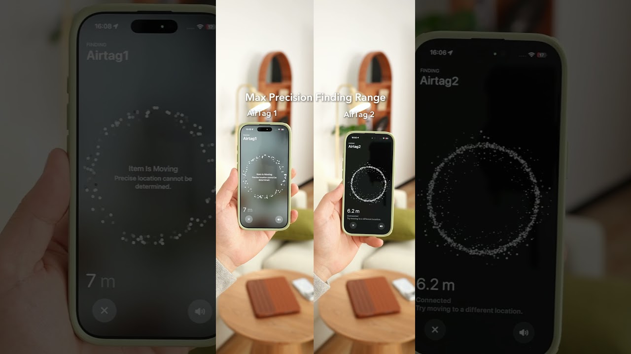 Сравнение дальности действия AirTag 2 и AirTag 1 