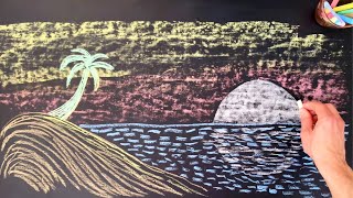How to Draw a Beach ♫ Chalk Art &amp; Disney Lullabies