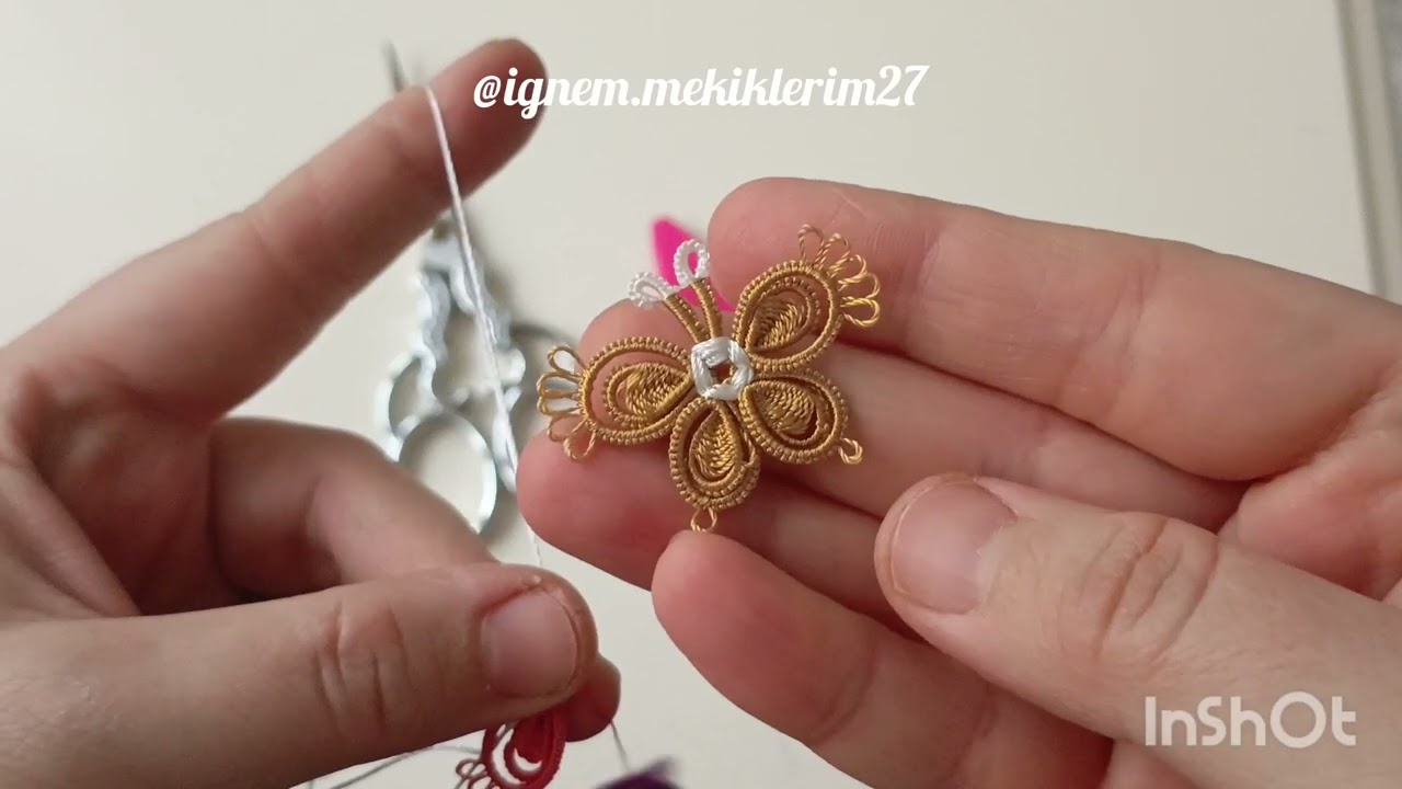 çok kolay yapabileceğiniz Kelebek mekik modeli #mekikoyası #iğneoyası #knitting