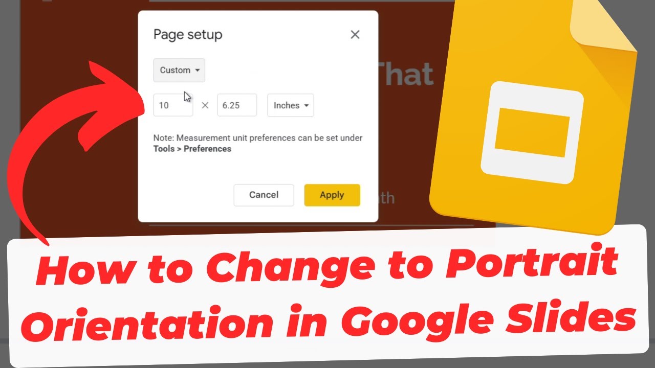 Как изменить ориентацию на портретную в Google Slides