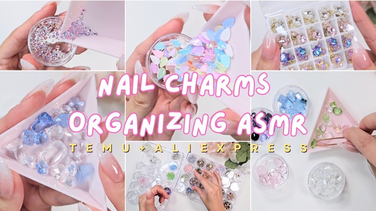 ASMR Nail Charm and Rhinestone Haul - Organize with Me 📦💎🛒+ Links