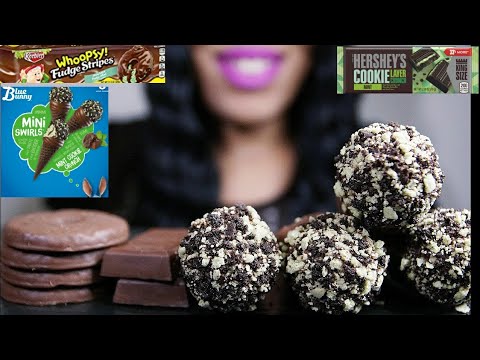 ASMR | MINT CHOCOLATE PARTY ( ICE CREAM, CHOCOLATE & COOKIES) NO TALKING