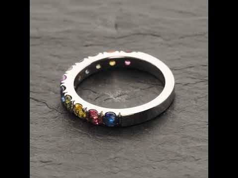 Video: Auksinis žiedas su Safyrais "Rainbow 3"