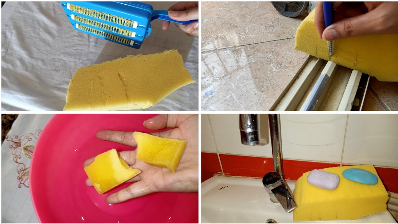 عندك حتت سفنجه 🤔عندك كنز😲 تعالي شوفي استخدامات وحيل  هاتريحك كتير جدا