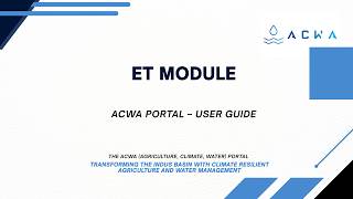 ACWA Portal ET Module | Search & Visualize ET Datasets
