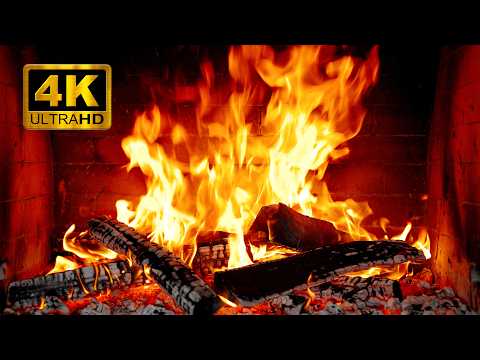 4K Cozy Fireplace Ambience 🔥 Crackling Fire Sounds for Sleep, Relax & Study