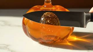 ASMR Glass Pumpkin Cutting ✨ Glitter Explosion | Relaxing Satisfying Sounds