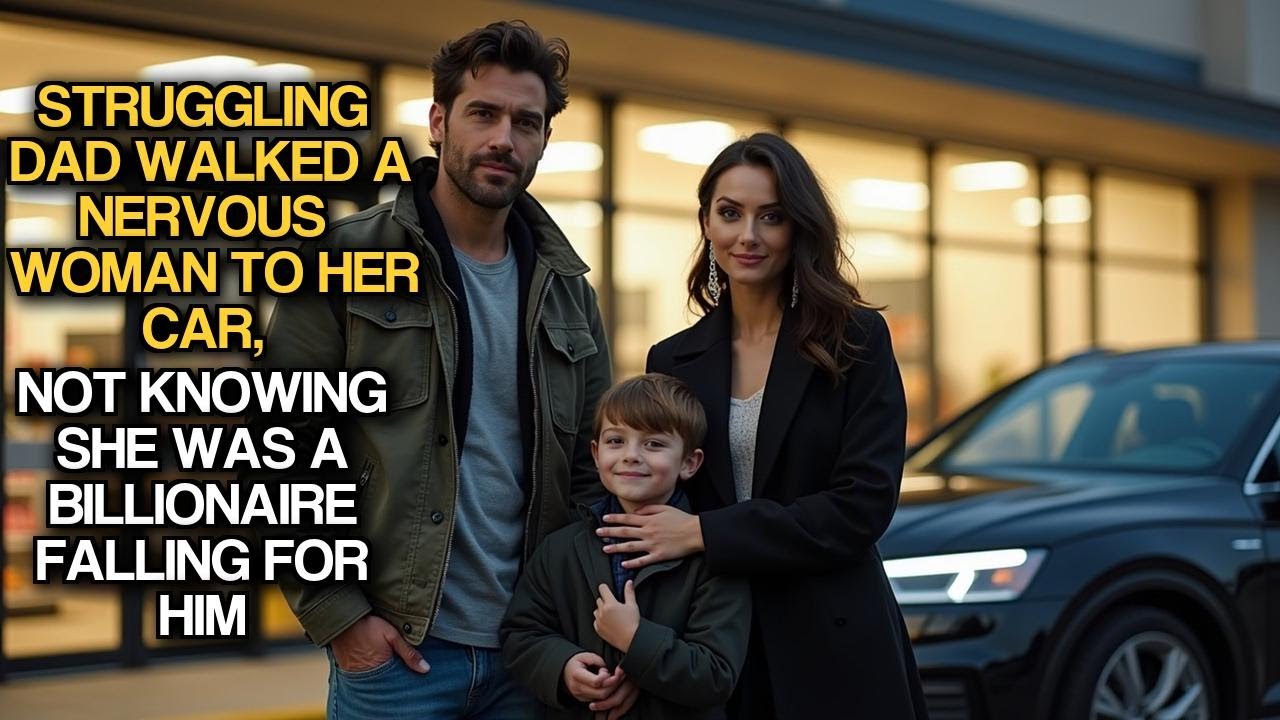 Struggling Dad Walked A Nervous Woman To Her Car, Not Knowing She Was A Billionaire Falling For Him