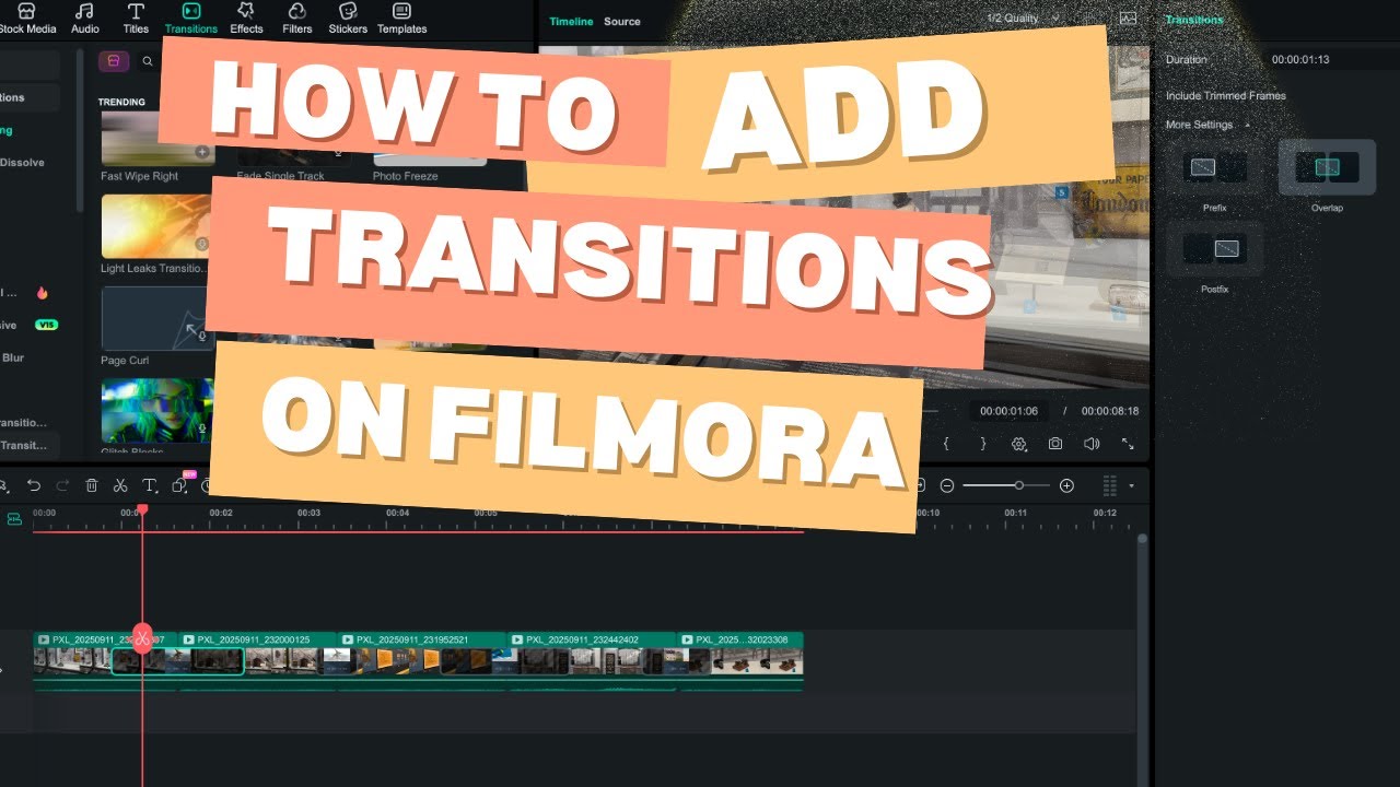 How to Add Transitions in Filmora | Easy Step-by-Step Tutorial - YouTube