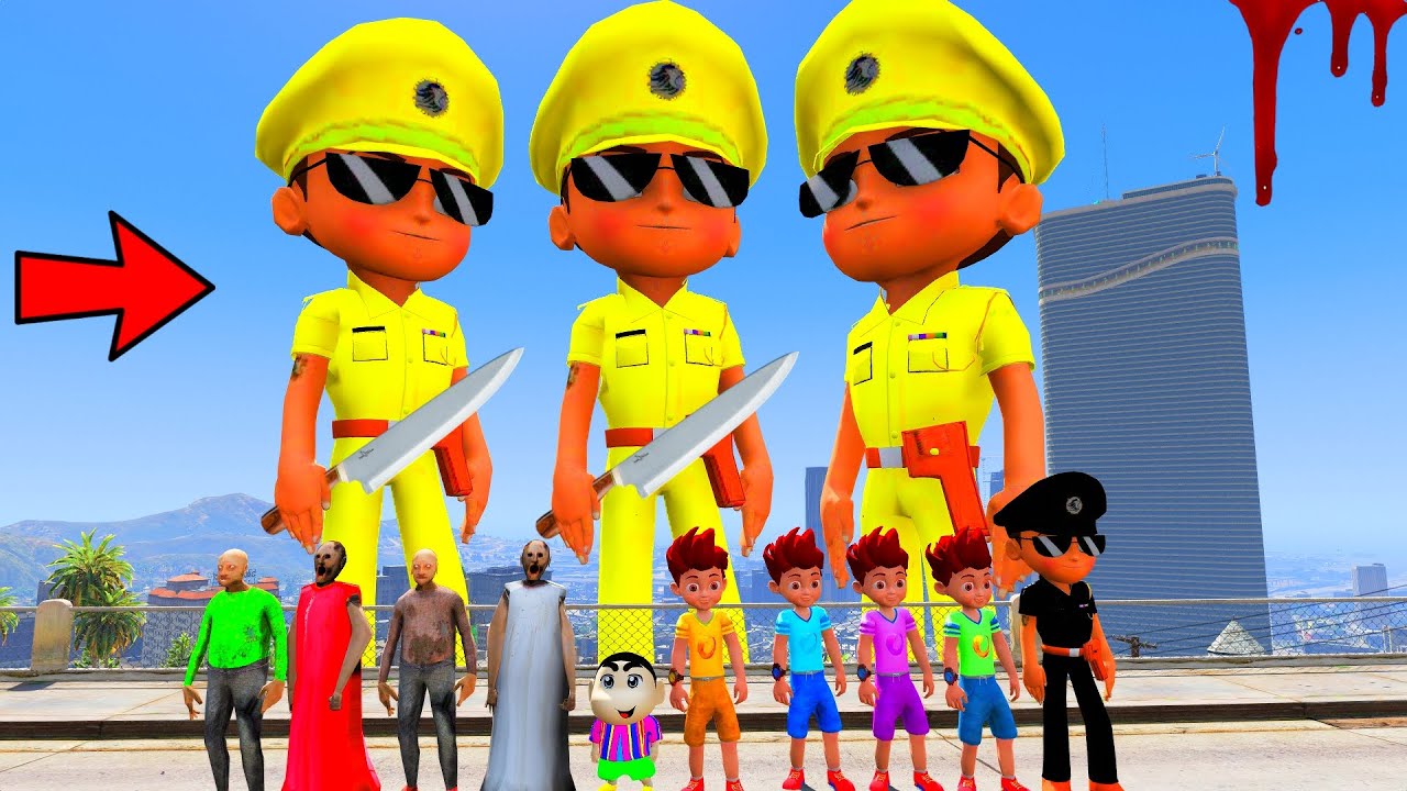 3 Giant Little Singham And Kicko Granny In Gta 5 | Gta 5 Shinchan