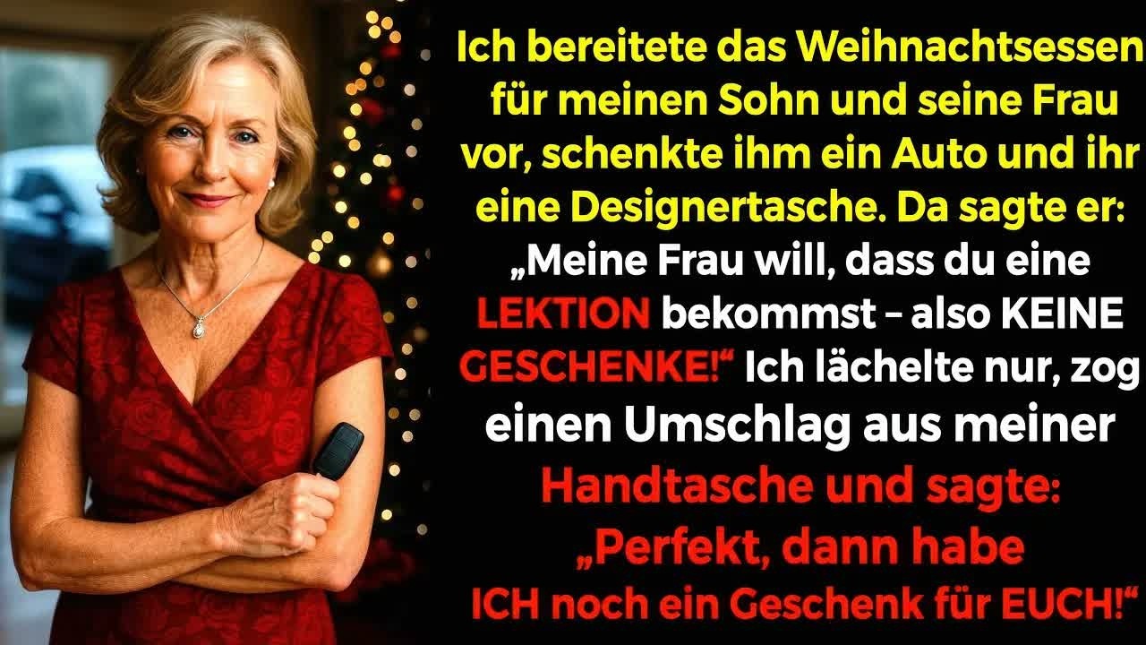 Es war ein perfektes Weihnachtsessen, bis mein Sohn mir die Autoschlüssel vor die Füße warf und sagte: „Meine Frau sagte, ich solle dir eine Lektion erteilen, also gibt es keine Geschenke.“...