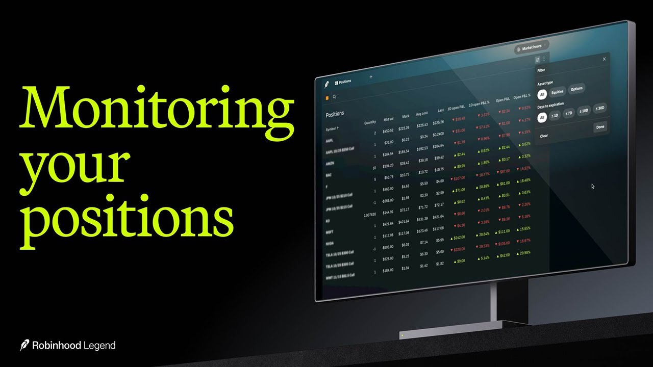 Robinhood Legend – Monitoring your positions