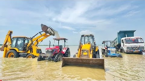 Washing My Tractors and Vehicles in Dam | JCB 3DX| Tata Truck | Mahindra Arjun 605 | Swaraj 744
