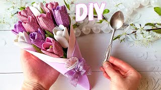 ЛОЖКА, ФОАМИРАН и УТЮГ Как из этого сделать Тюльпаны своими руками / Tulips from Glitter Eva Foam