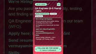QA Engineer (0–5 Years) | WFO 🔍