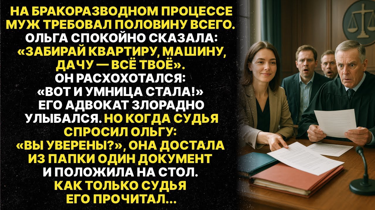 Муж радовался, что жена отдает ему всё имущество. Но когда узнал причину...