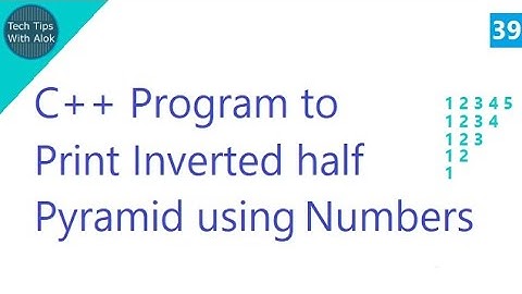 C++ Program to print inverted half pyramid using numbers