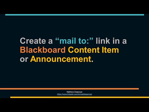 Create a “mail to:” link in a Blackboard Content Item or Announcement