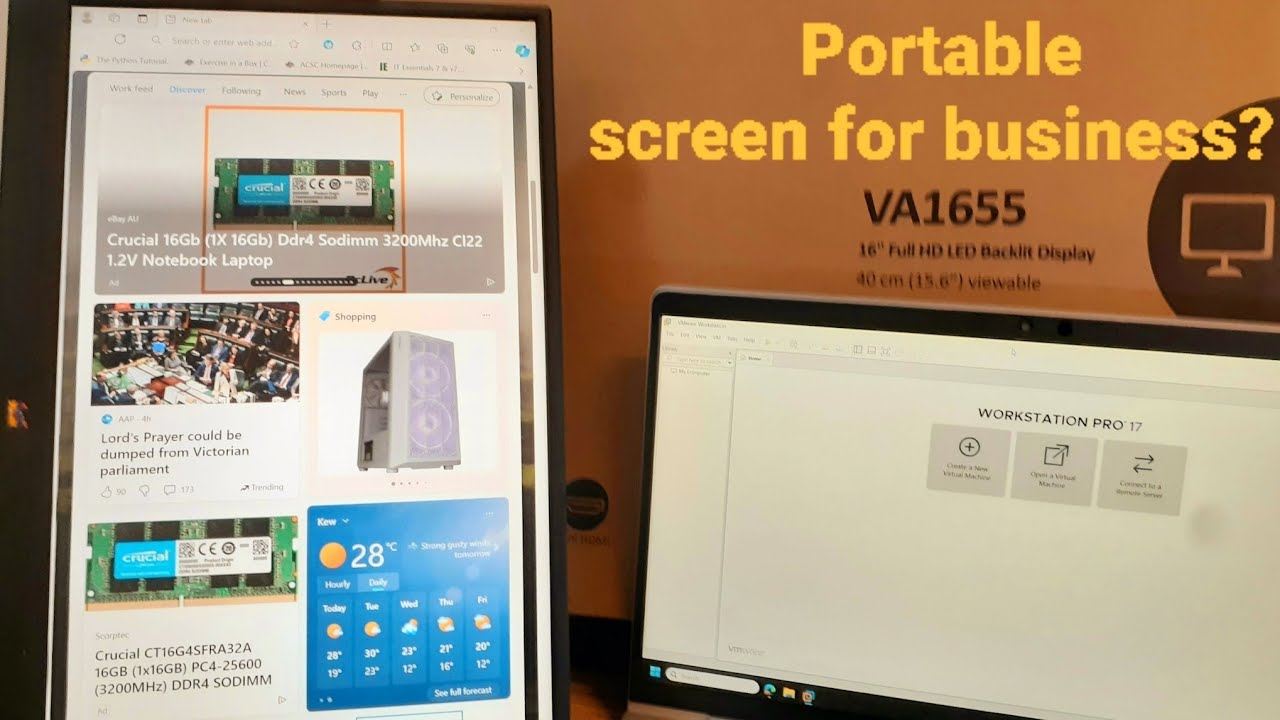 Cheap portable monitor? Unboxing Viewsonic VA1655 Full H.D. 16 inch ...
