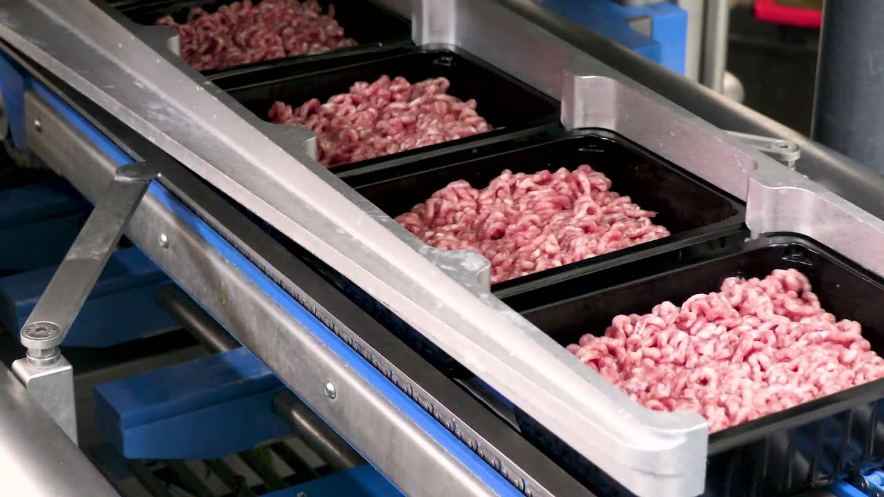 SEALPAC A7 Traysealer for Beef Mince with Portion to Pack and Denester | Food Industry Automation
