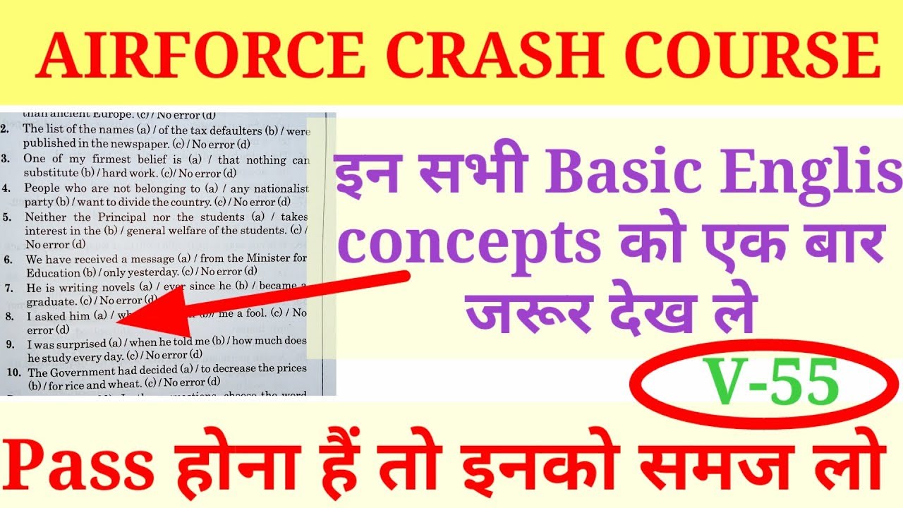 Airforce crash Course ..Important Basic English Concepts..