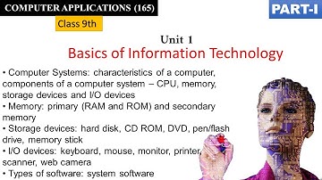CBSE Class 9 Computer Applications Unit 1 Basics of Information Technology | 165| 2022-23