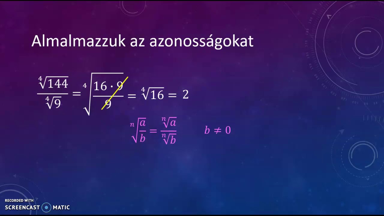 n-edik gyök azonosságai
