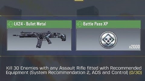 Kill 30 enemies with any Assault rifle fitted with recommended equipment