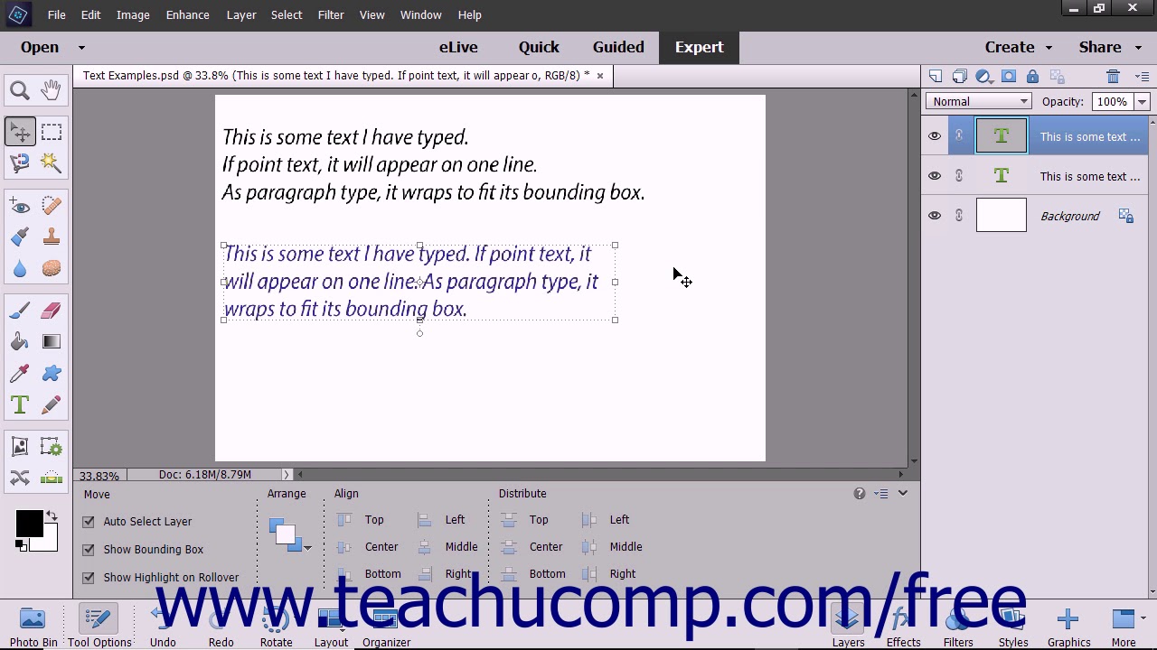 Photoshop Elements 2018 Tutorial Text Basics Adobe Training - YouTube