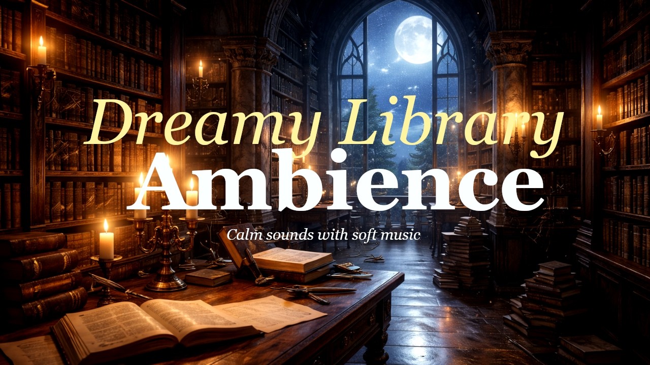 Dark Academia Library at Night 📚 | Calm Study & Reading Ambience (No ...