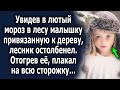 Увидев малышку, в лютый мороз, лесник остолбенел, отогрев ее, плакал на всю сторожку…