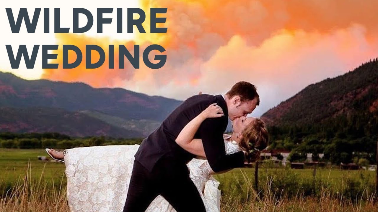 newspaper mockup Wild wedding photos: Bride and groom pose with 416 Fire smoke