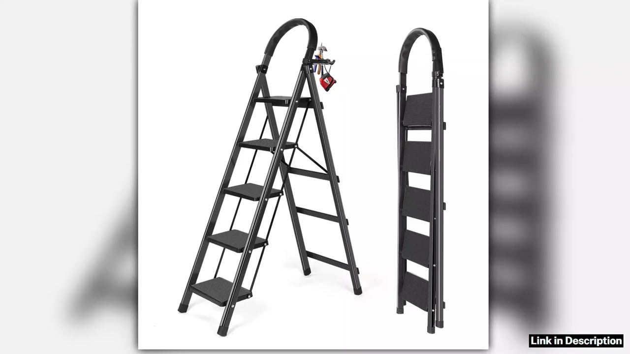 HeavyDuty Folding Stool with Handrail AntiSlip Step Ladder for Home Office Garage Latest Release