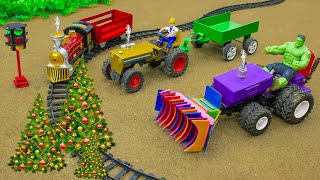 Diy tractor mini Christmas tree and build traffic lights for trains | Diy Construction Vehicles